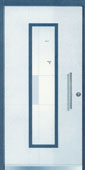 Haustüre aus Holz in weiß und blau mit Lichtausschnitt von Schreinerei FÄTH