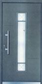 Haustüre aus Holz in grau mit Lichtausschnitt von Schreinerei FÄTH