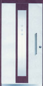 Haustüre aus Holz in weiß und bordeaux mit Lichtausschnitt von Schreinerei FÄTH
